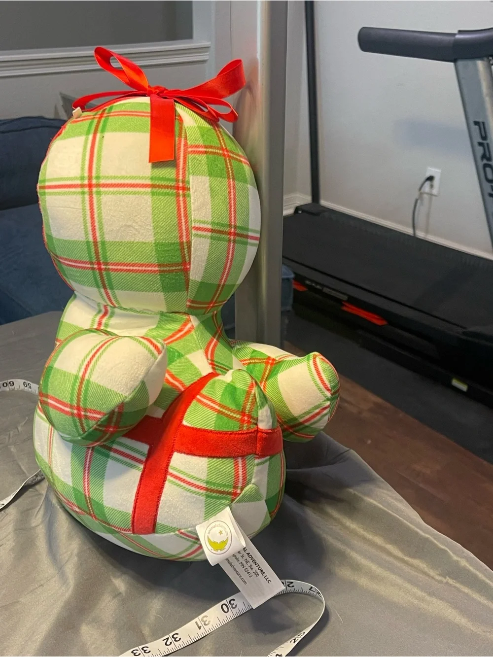 Plaid Holiday Duck Pillow - Green & Red